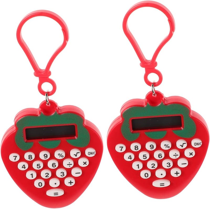 Mini Calculator Keychain 2 Pack Pink Portable Electronic Pocket Calculators For Students - Image 1